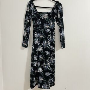 Abercrombie & Fitch Midi Dress Size XS Floral Romantic Cottage Core Side Slit